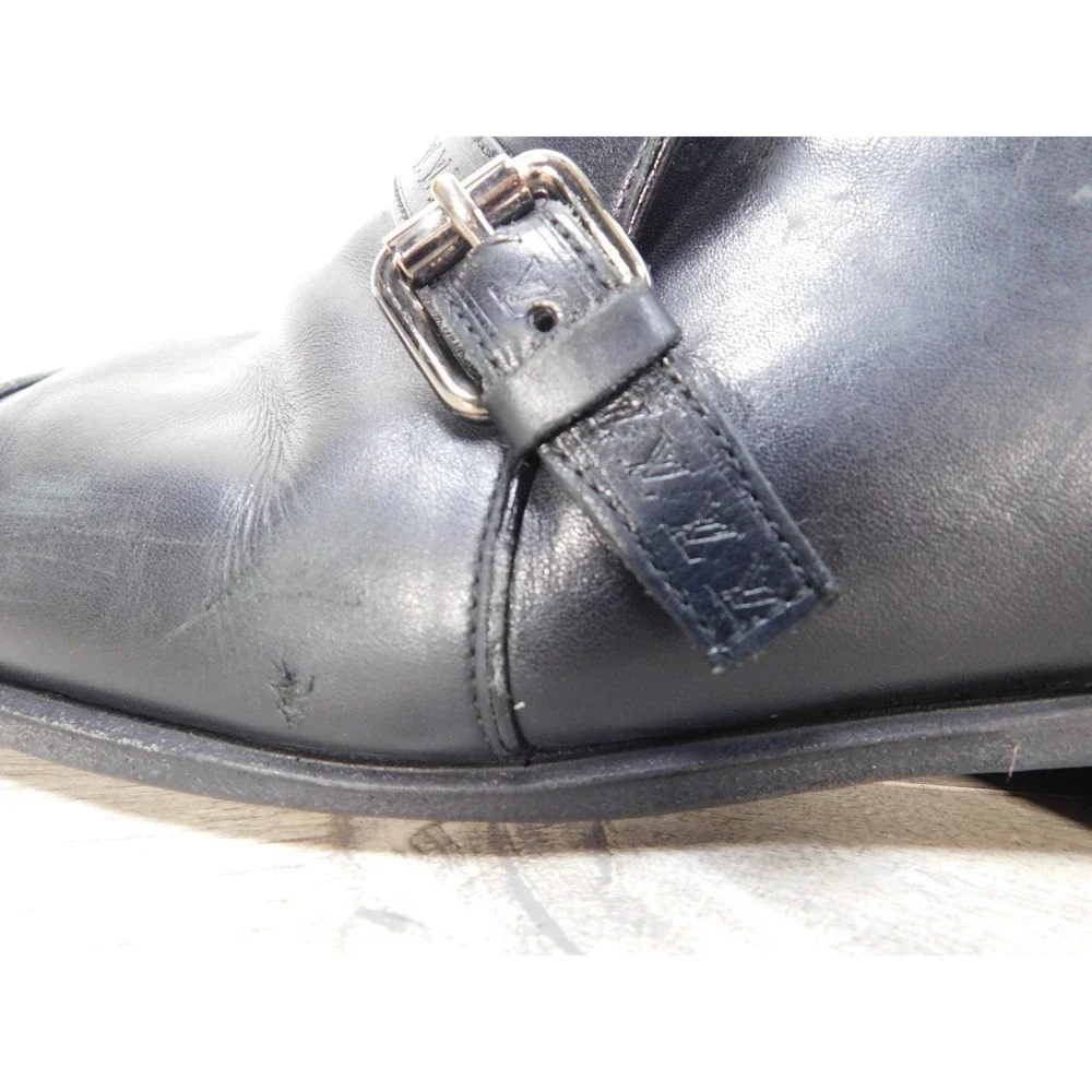 Louis Vuitton Mens Black Leather Single Monk Strap Dress Shoes Size 8M Luxury